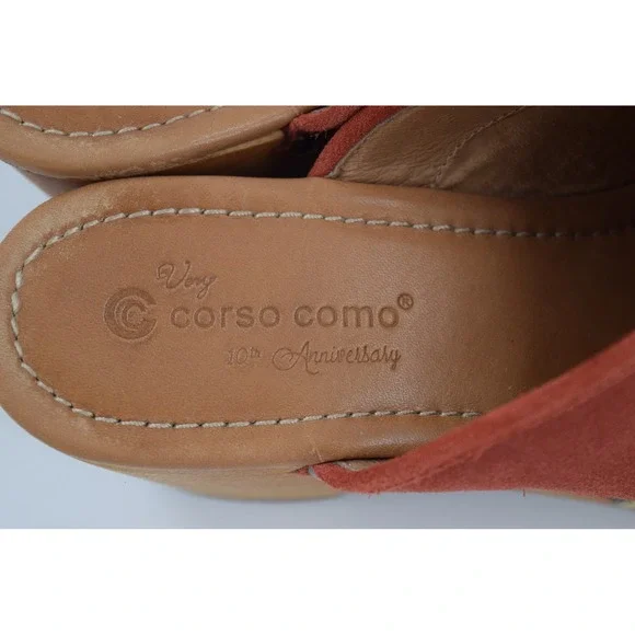 Corso Como Suede Studded Platform Clog Mules Women's Size 7 Rust Orange